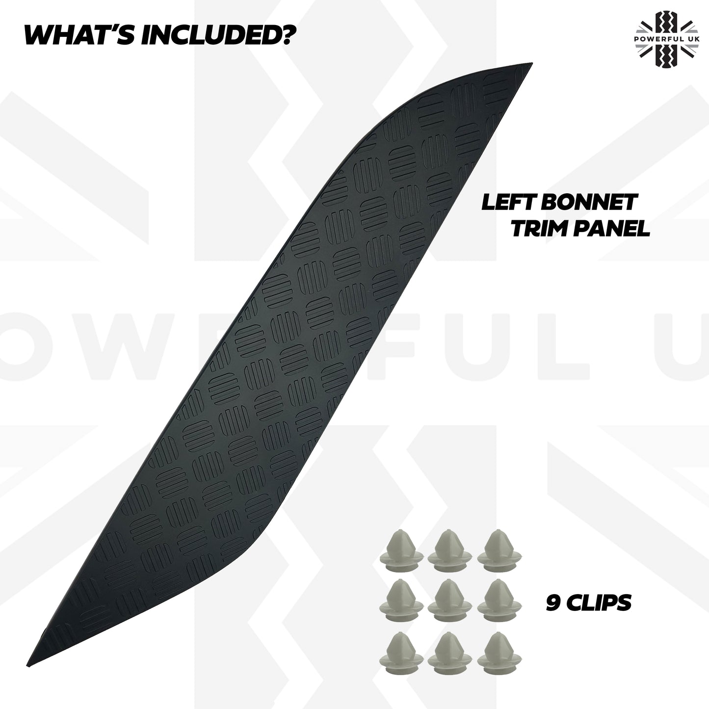 Black Bonnet Chequer Trim Panels for Land Rover Defender L663 - Left