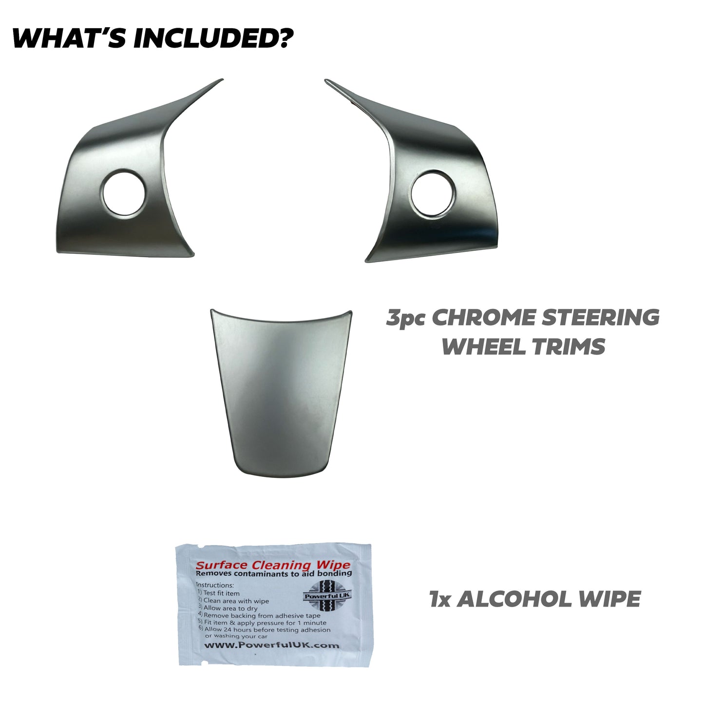 Steering Wheel Column Cover Trims for Tesla Model 3 - Chrome