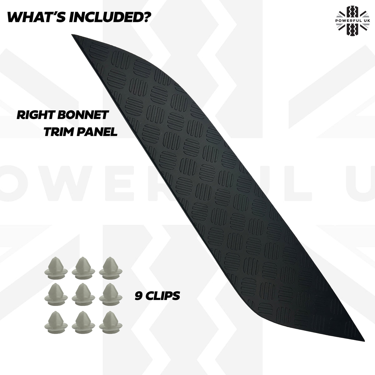 Black Bonnet Chequer Trim Panel for Land Rover Defender L663 - Right