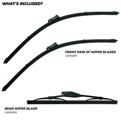 3pc Windscreen Wiper Blade Kit for Range Rover Evoque - Genuine