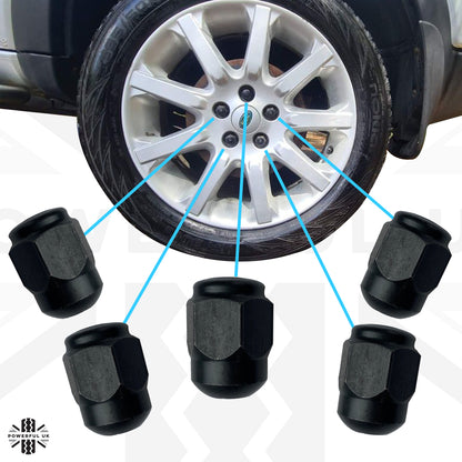 5pc Black Wheel Nut kit for Land Rover Freelander 1