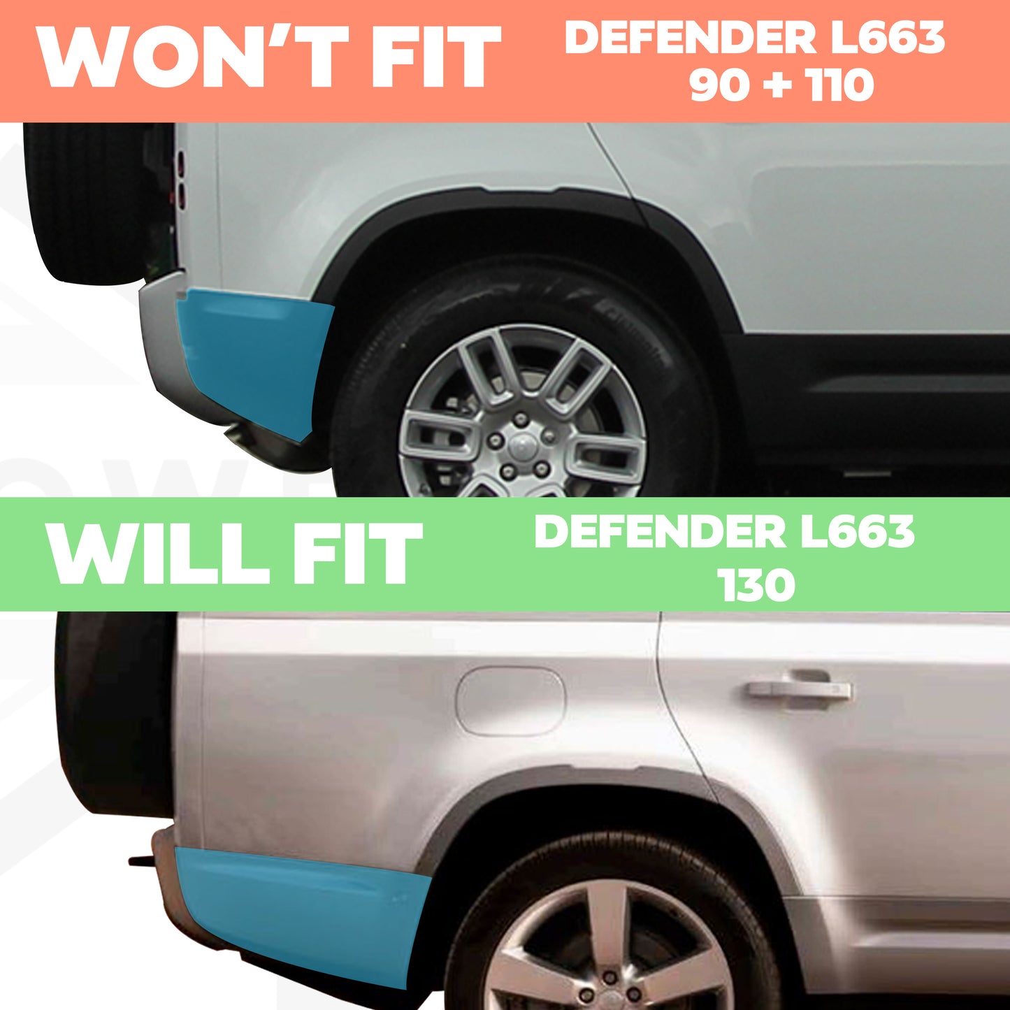 Genuine Rear Bumper Corner for Land Rover Defender L663 130 in Primer - RIGHT