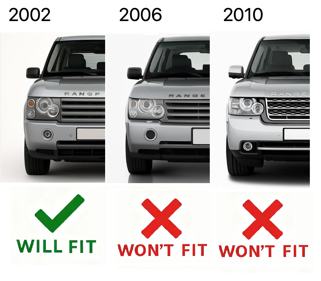 B-GRADE - Front Side Light / Indicator Assembly for Range Rover L322 - Clear Indicator/Black Body - PAIR