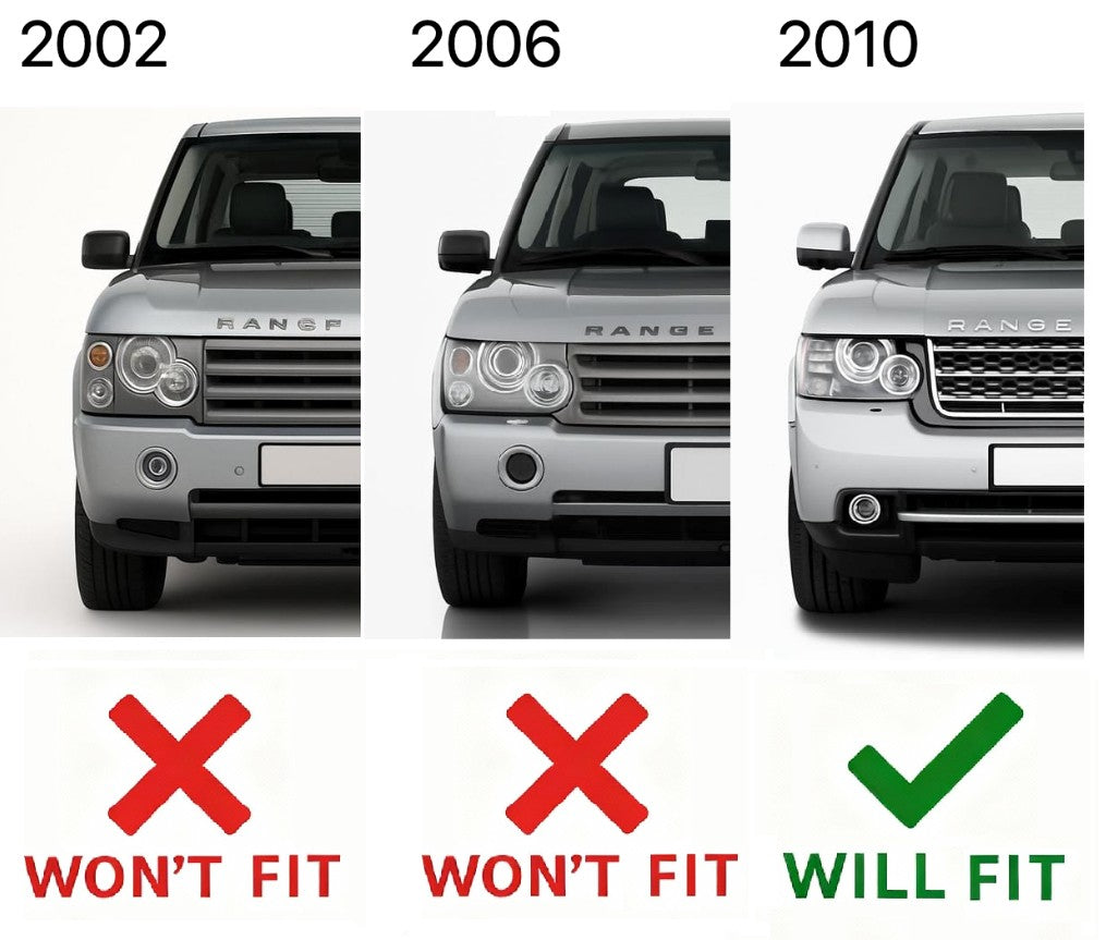 Front Bumper Fog Lamp Surrounds for Range Rover L322 2010 - Silver & Black