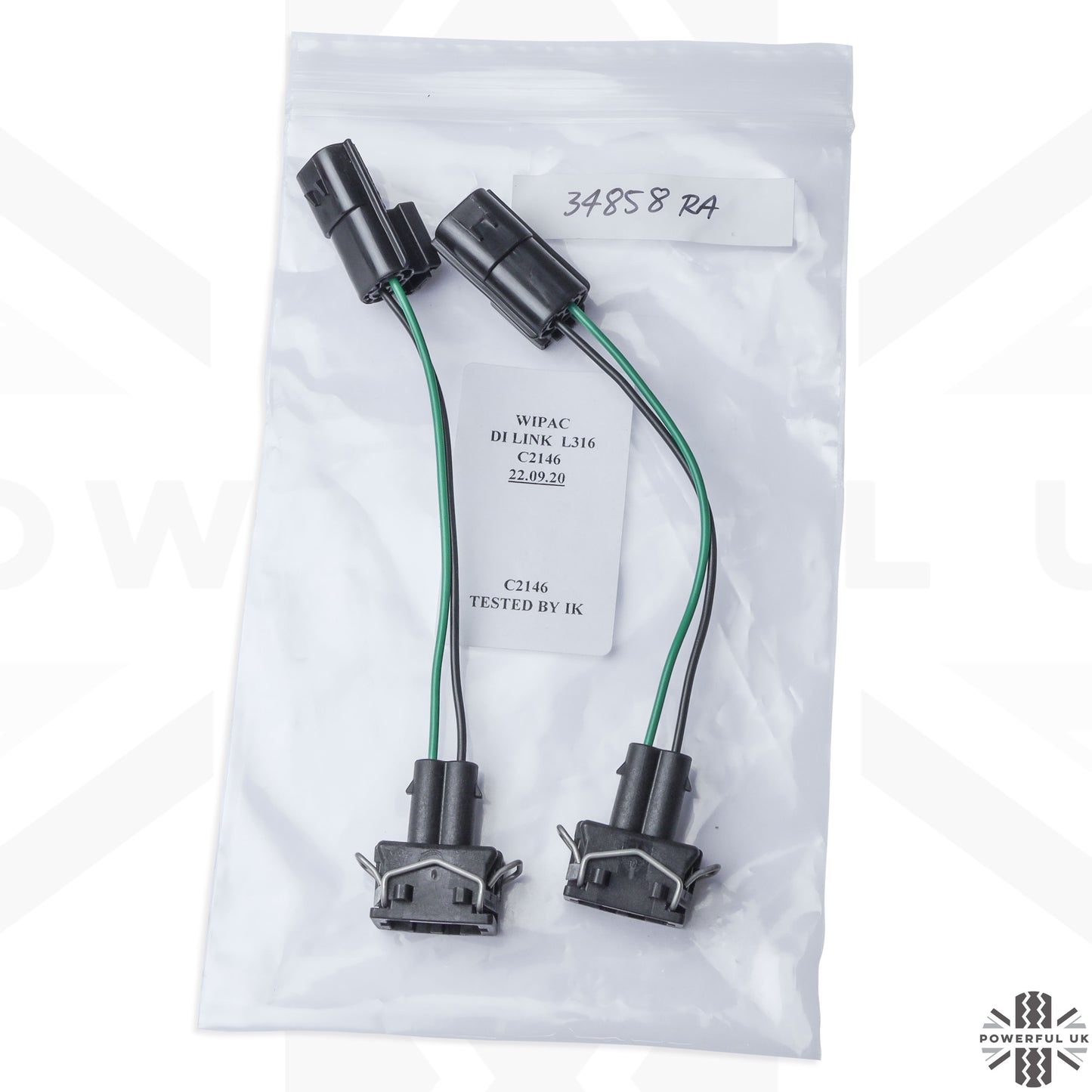 2x Wipac Stdanrd to NAS Light Adapter Looms for Land Rover Classic Defender