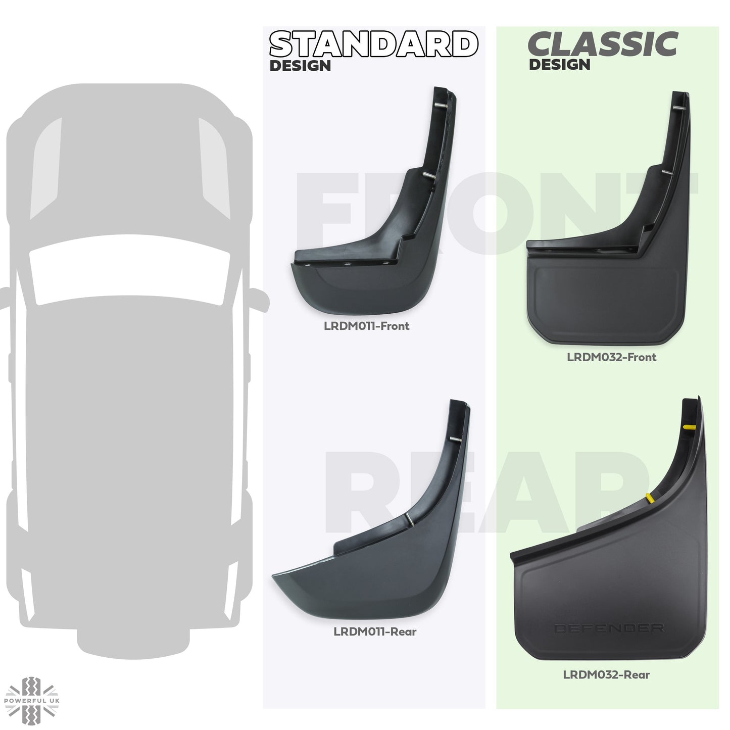 Front Mudflaps - Standard Design - Genuine - for Land Rover Defender L663