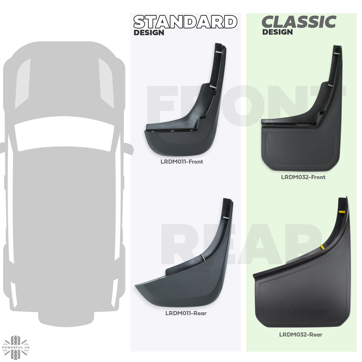 Front Mudflaps - Standard Design - Genuine - for Land Rover Defender L663