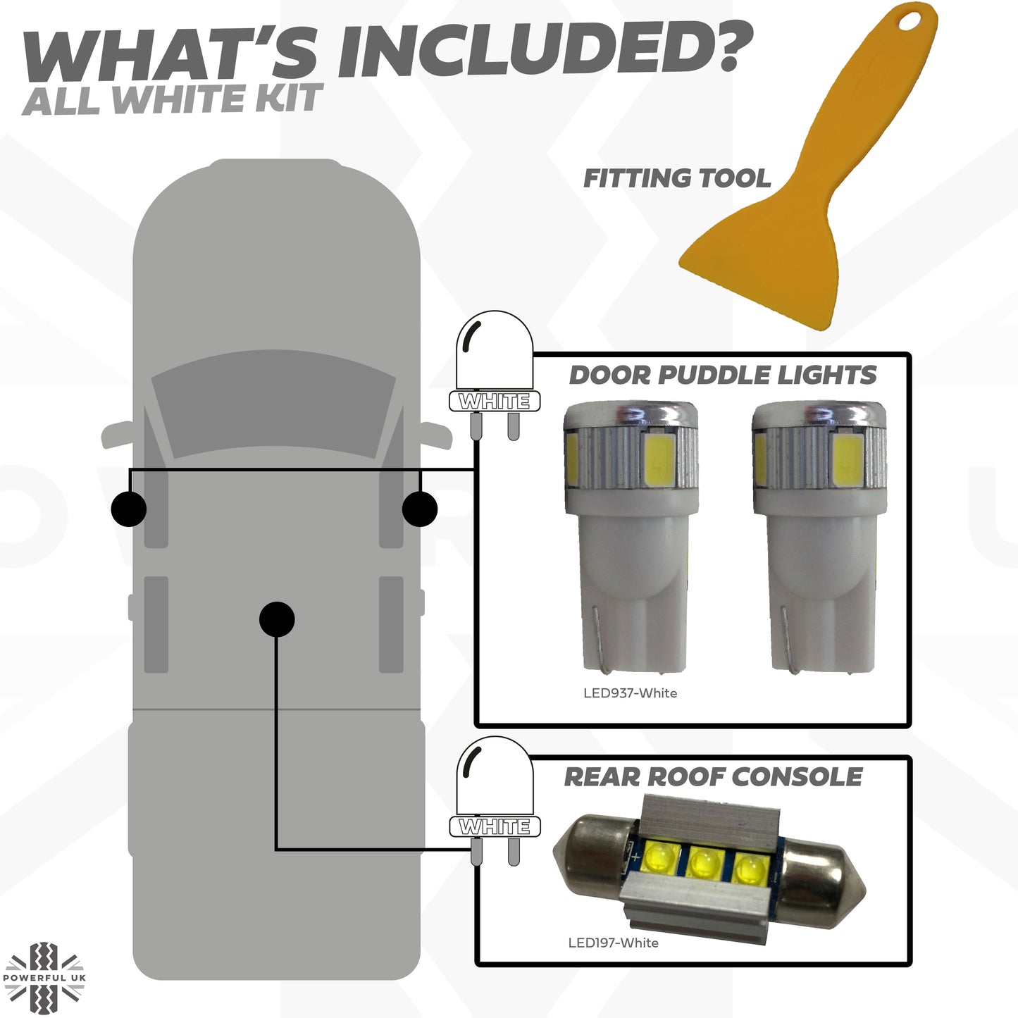 Interior Light LED Upgrade Kit - 3pc - White - for Nissan Navara NP300