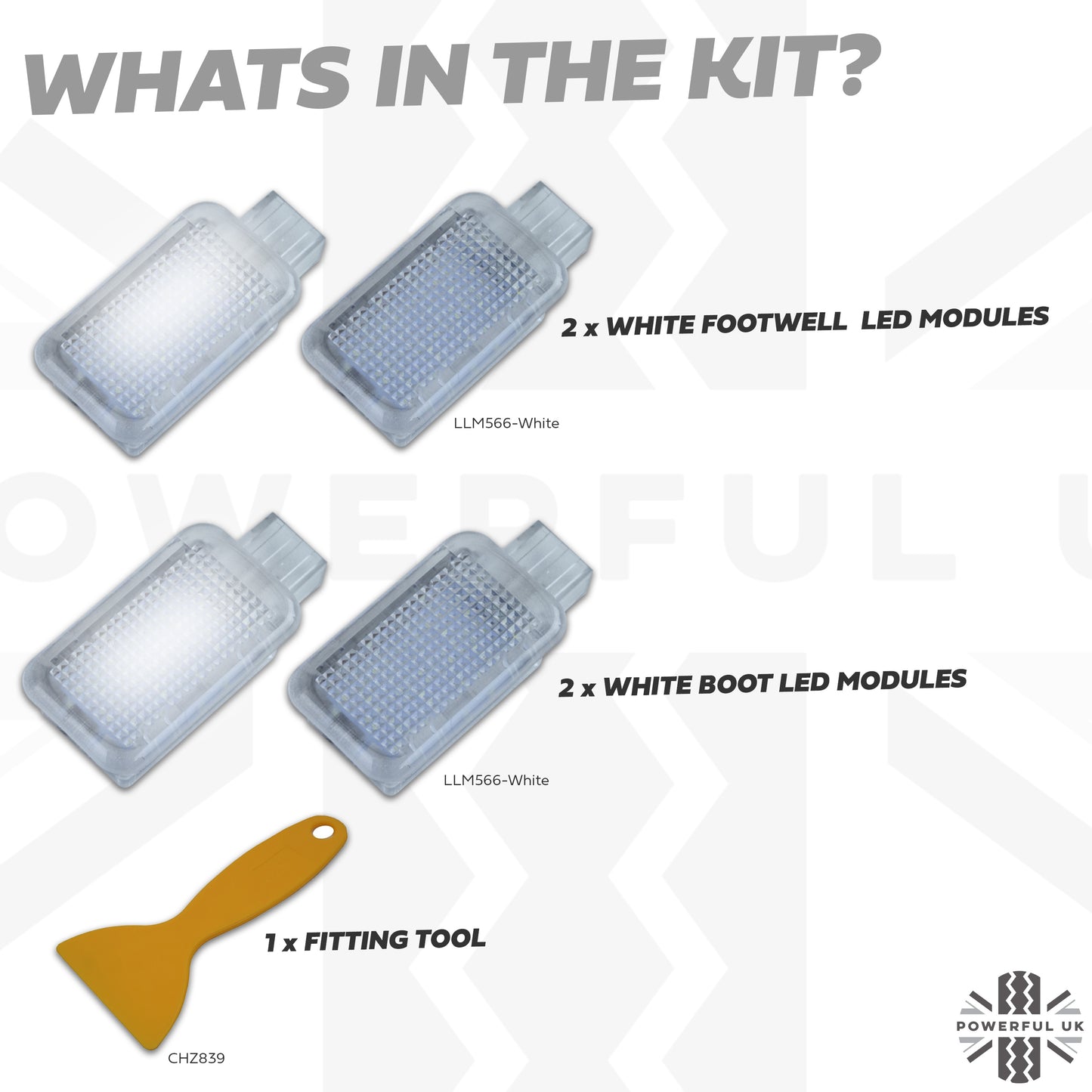 LED Interior Footwell + Boot KIT - White Ambient Fade Light for New Defender L663