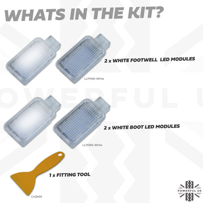 LED Interior Footwell + Boot KIT - White Ambient Fade Light for New Defender L663