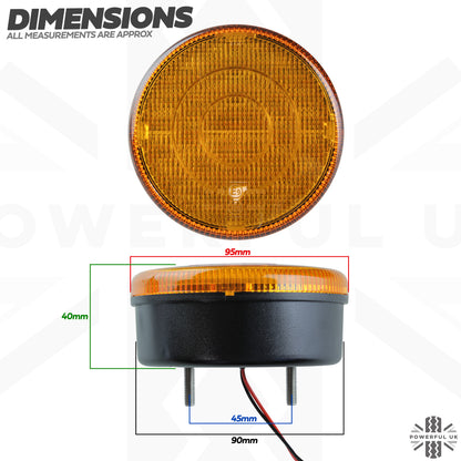 LED Round 3in1 Indicator/Stop/Tail Lights 90/95mm for Land Rover Defender - PAIR