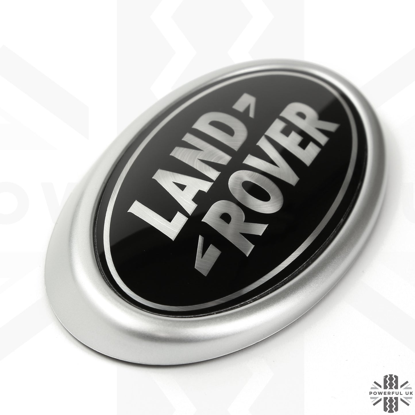 Black & Silver Badge on Silver Sloped Plinth for Land Rover Discovery 5