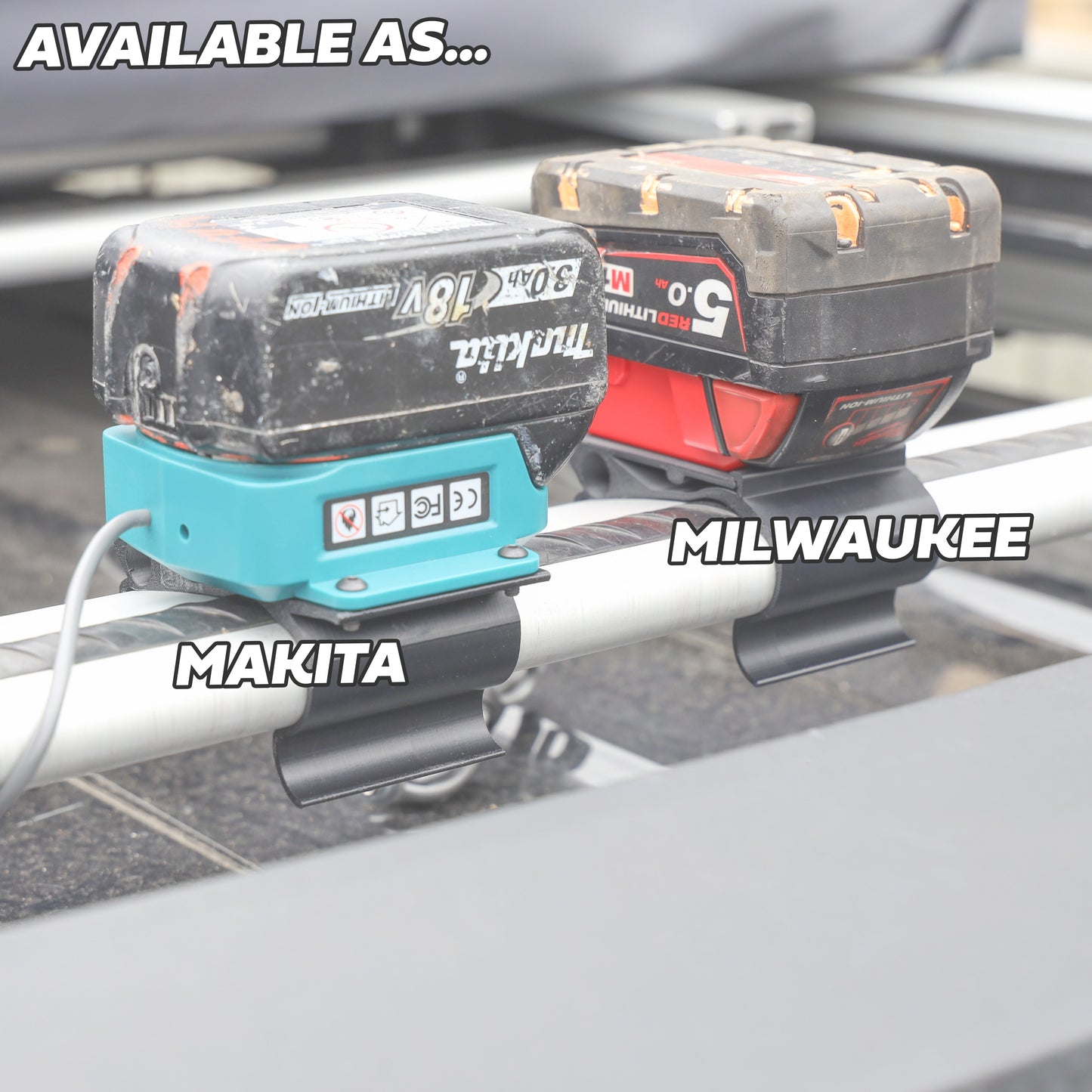 Milwaukee Battery Mount for Starlink Mini Land Rover Discovery 3/4 Cross Bars