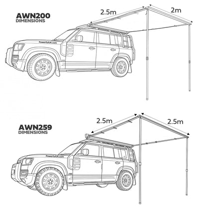 2.5m Wide Side Awning for Land Rover Defender L663