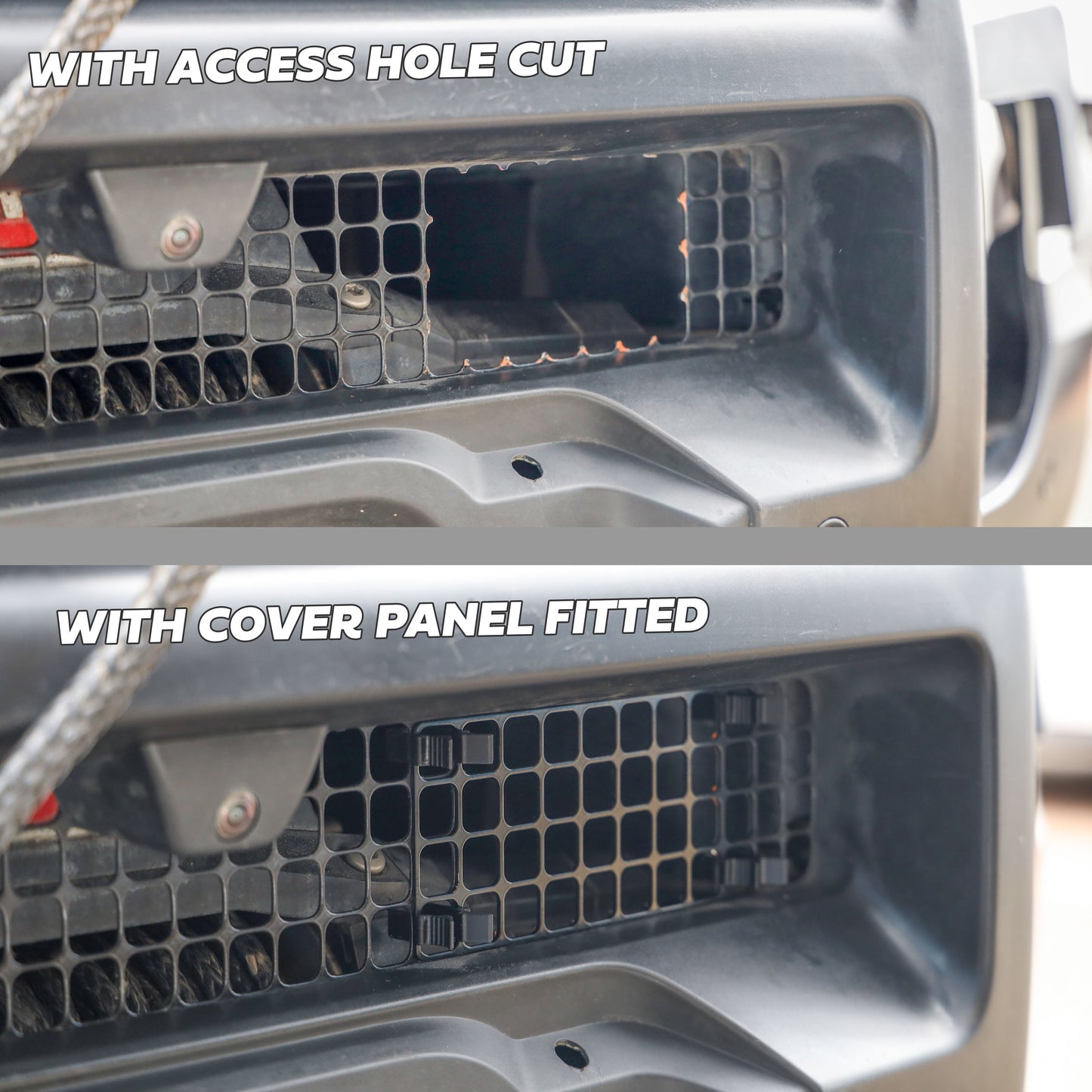 Winch Access Panel Kit for Land Rover Defender L663 - with Red clips