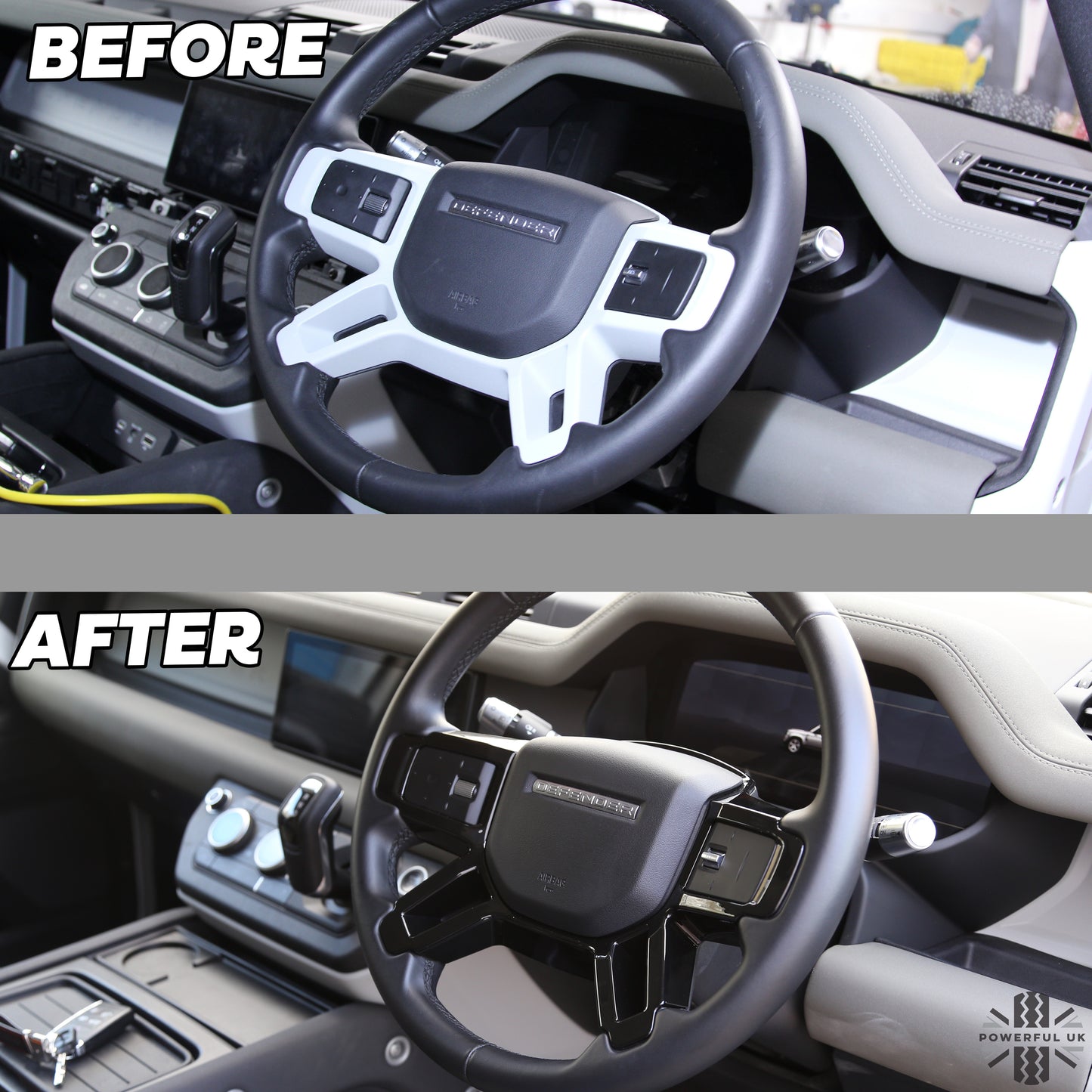 Steering Wheel Spoke Cover - Gloss Black - for Land Rover Defender L663