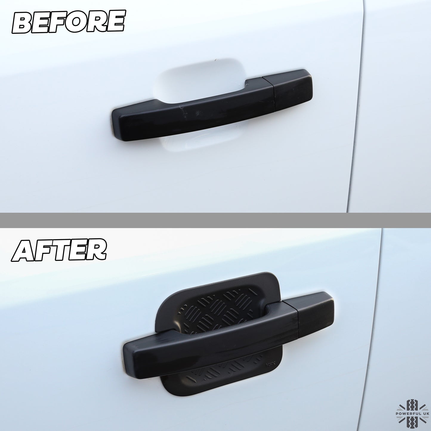 Chequer Plate Door Handle Scuff Plates (2pc) for Land Rover Defender L663 90 (2 door)