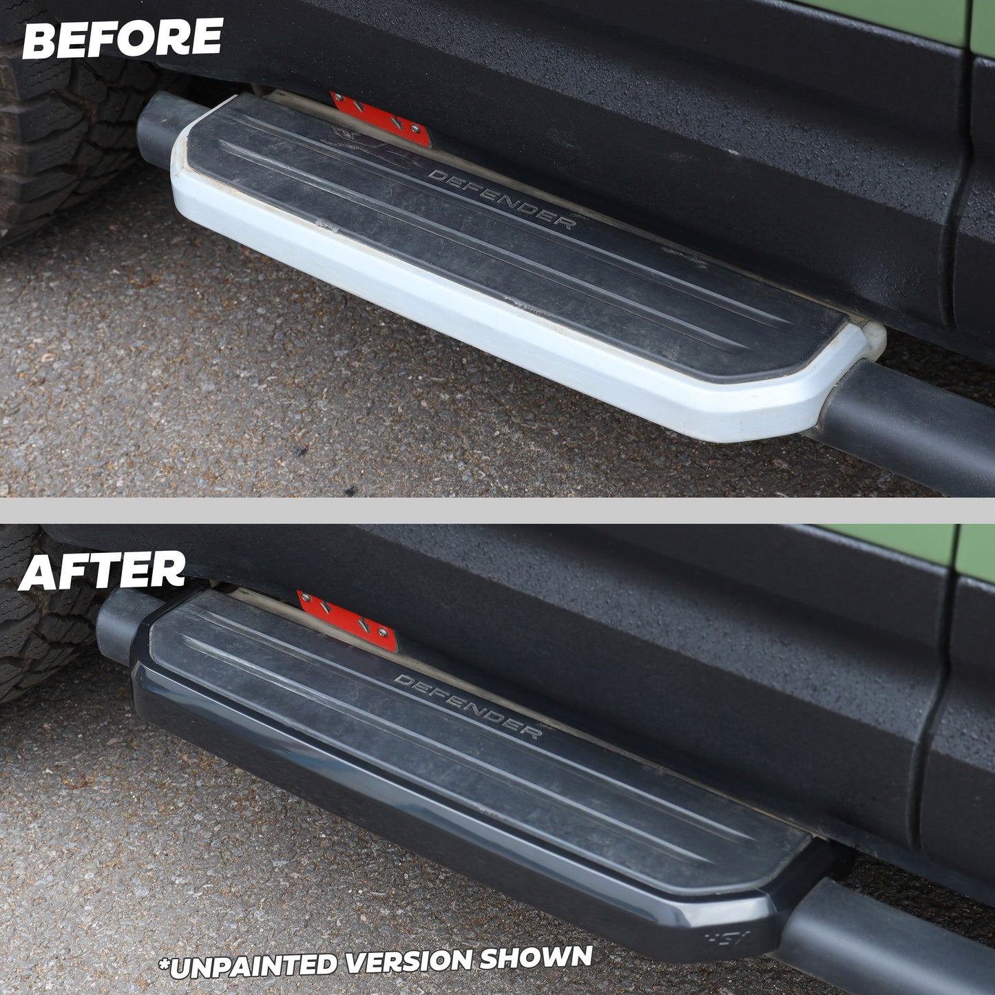 2x Side Step Covers (Smooth Finish) for Land Rover Defender L663 (90) - Carpathian Grey