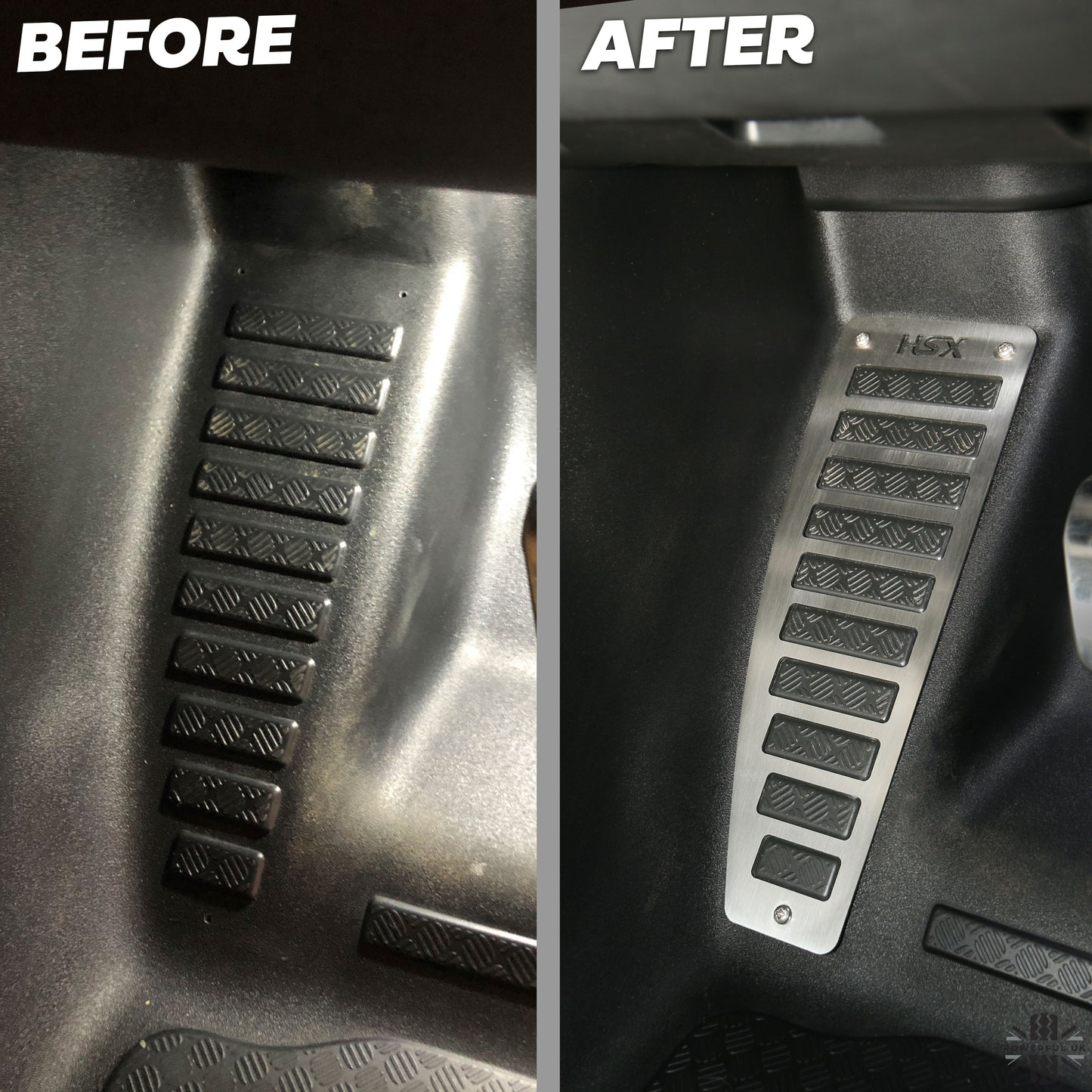 Footrest Plate in Brushed Stainless Steel for Land Rover Defender L663 - RHD