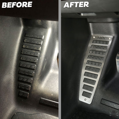 Footrest Plate in Brushed Stainless Steel for Land Rover Defender L663 - RHD