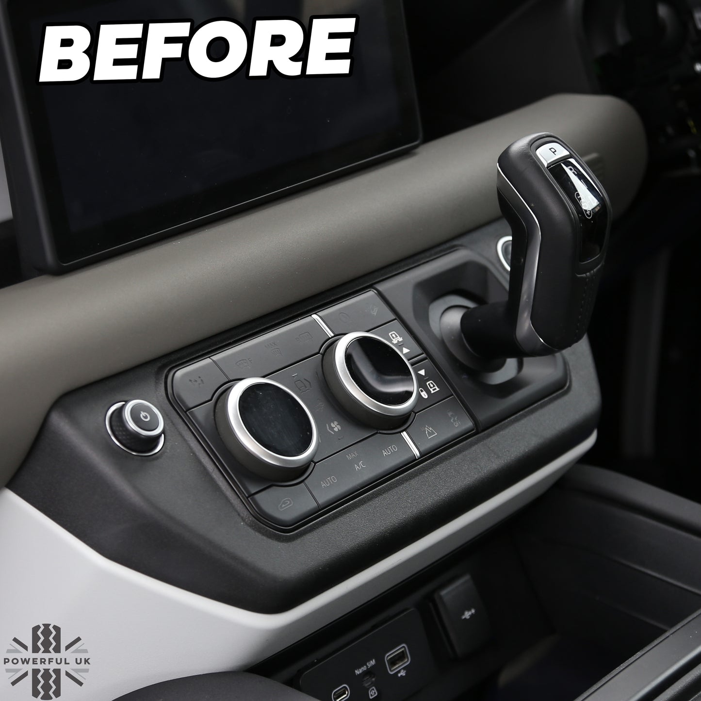Interior Aircon Control Trim - Set of 3 - BLACK - for Land Rover Defender L663