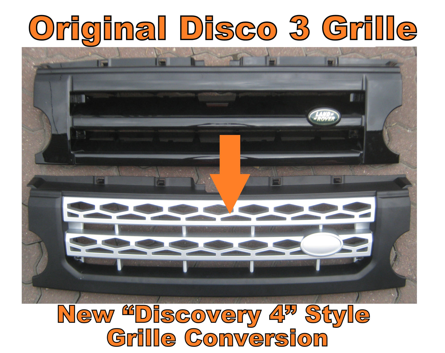 Front Grille for Land Rover Discovery 3 - Disco 4 look - Gloss Black