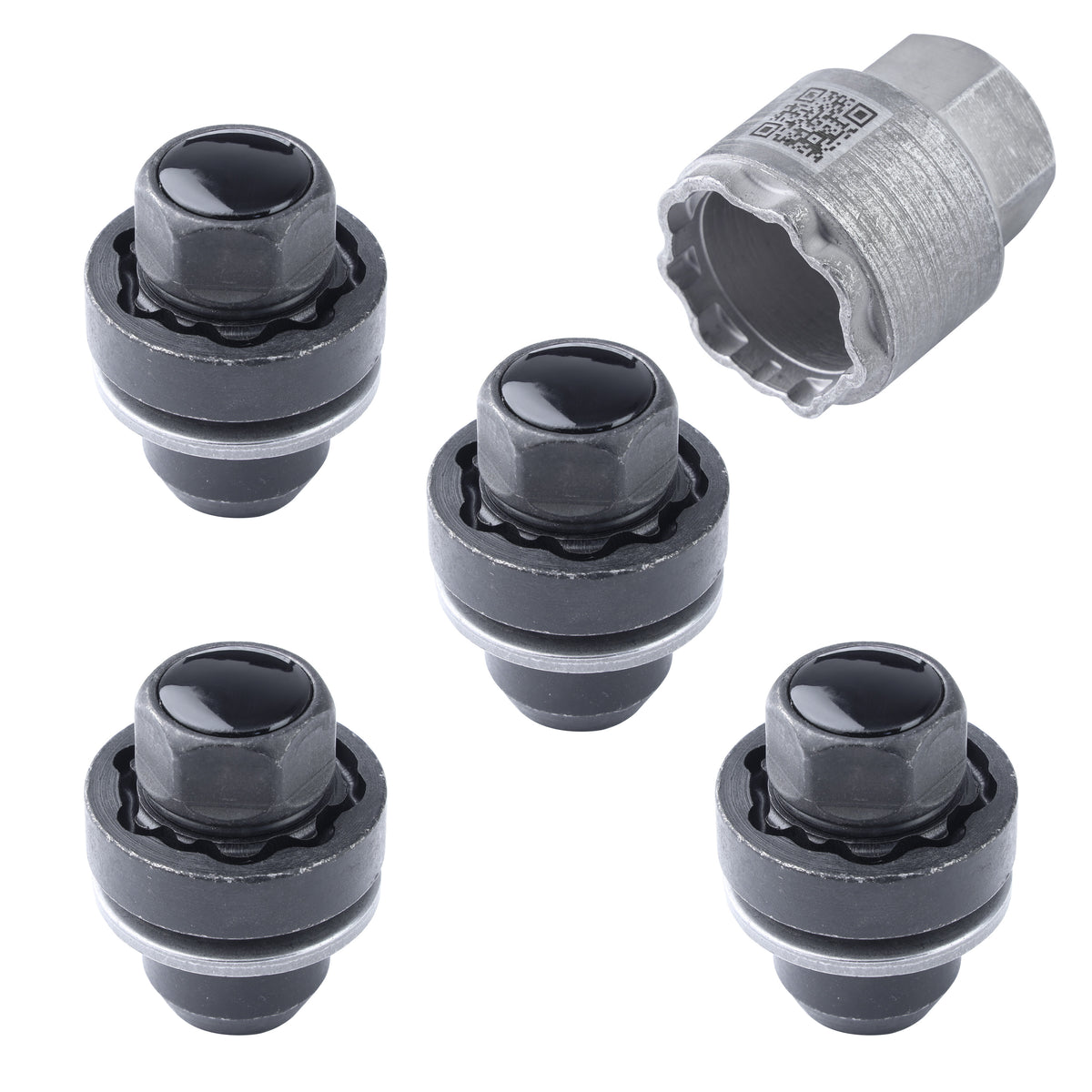 Locking Wheel Nut Key + 4x Locking Nuts Kit in BLACK for Range Rover L405