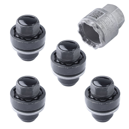 Locking Wheel Nut Key + 4x Locking Nuts Kit in BLACK for Land Rover Discovery 5