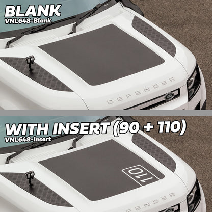 Bonnet Decal '90+110+130' - Aftermarket (Longer) for Land Rover Defender L663