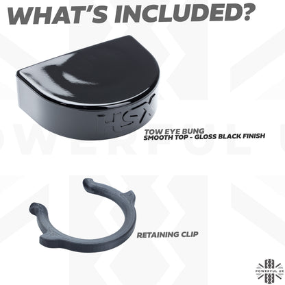 1x Tow Eye Bung for Land Rover Defender L663 - Smooth Top - Gloss Black