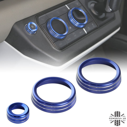 Interior Aircon Control Trim - Set of 3 - BLUE - for Land Rover Defender L663
