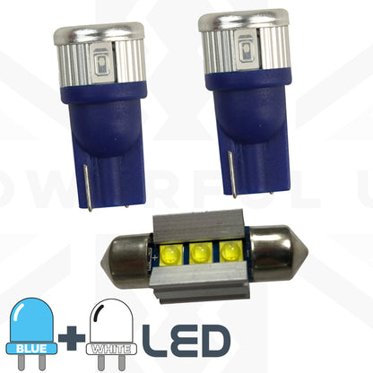 Interior Light LED Upgrade Kit - 3pc - White+Blue - for Nissan Navara NP300