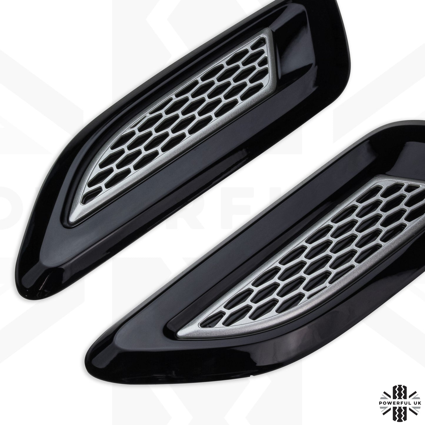 Dummy Bonnet Vents (Flat Type) - Pair- Black & Silver