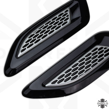 Dummy Bonnet Vents (Flat Type) - Pair- Black & Silver