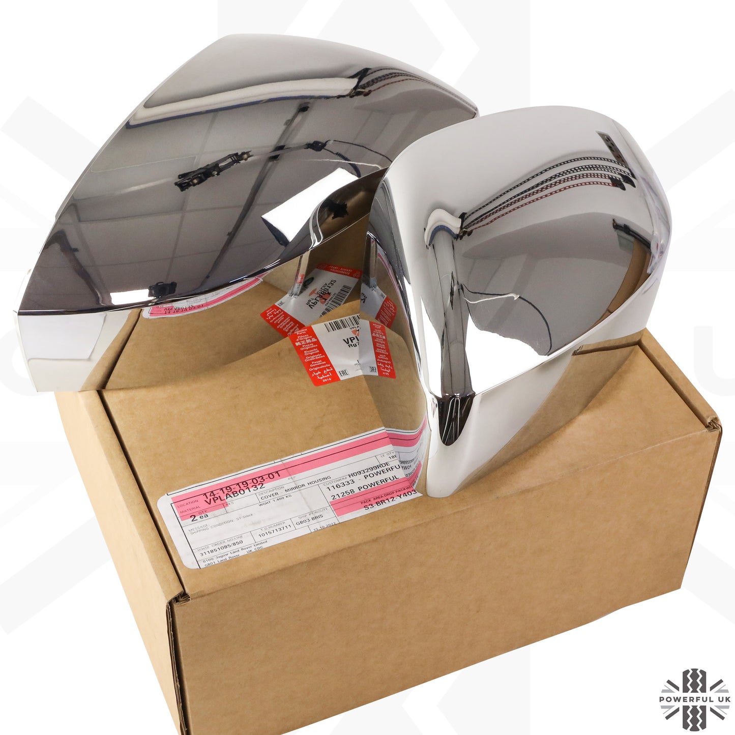 Genuine Mirror Covers - Top Half Caps for Range Rover Sport L494  - Chrome