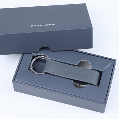 Leather Loop DEFENDER keyring in Grey
