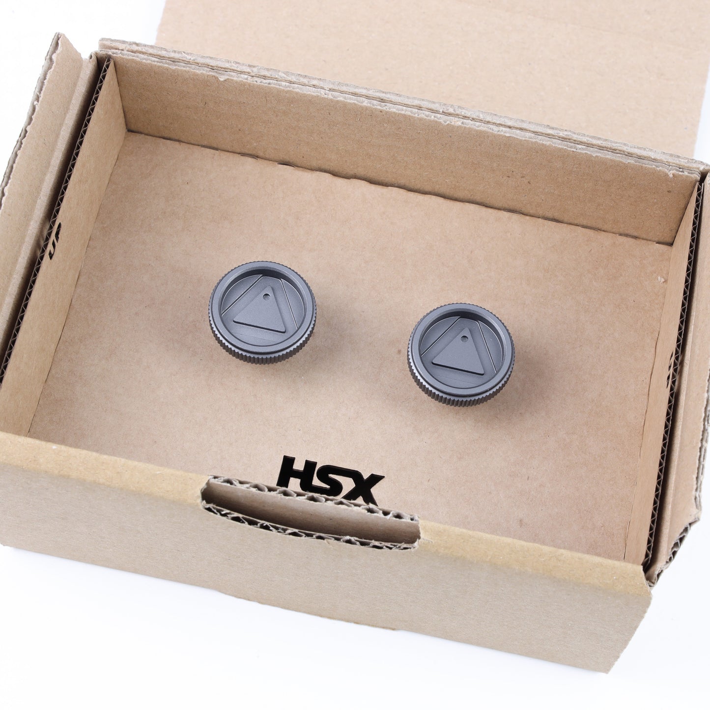 Warning Triangle Hatch Knobs for Land Rover Defender L663 - Gunmetal Grey