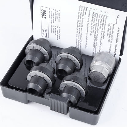Locking Wheel Nut Key + 4x Locking Nuts Kit in BLACK for Land Rover Discovery 5