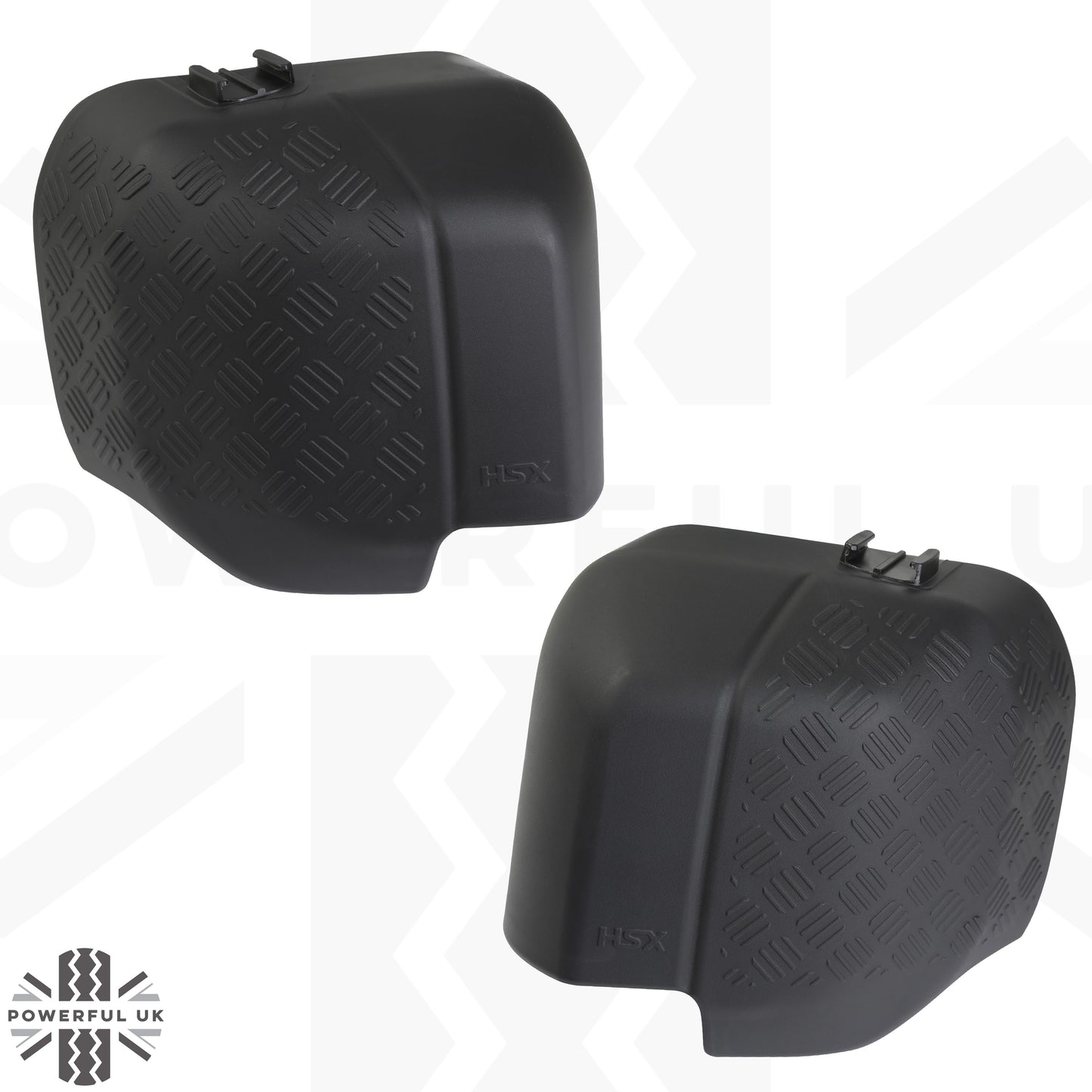 Extended Mirror Covers Chequer Plate  for Land Rover Defender L663 - with Action Camera Mount