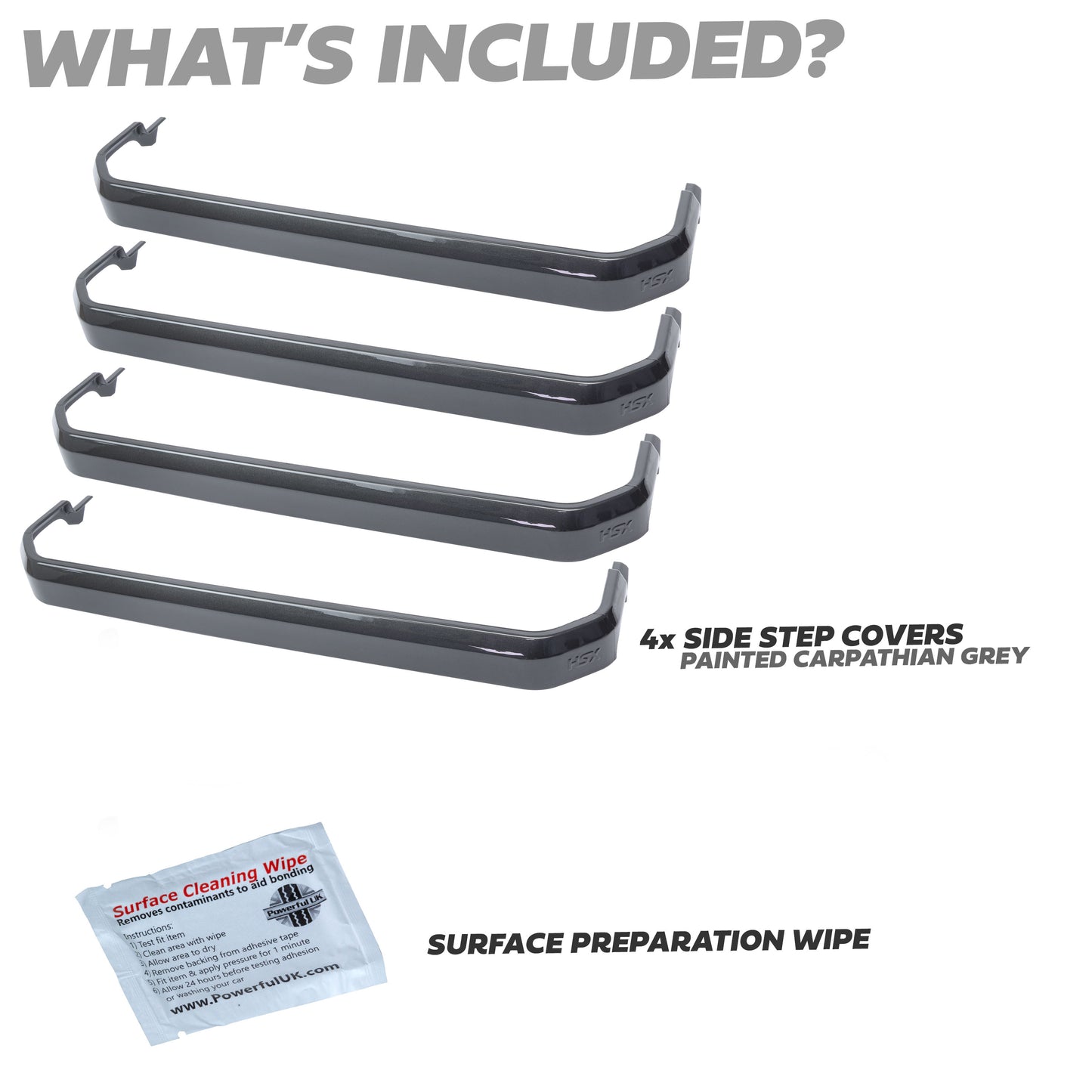 4x Side Step Covers (Smooth Finish) for Land Rover Defender L663 (110/130) - Carpathian Grey
