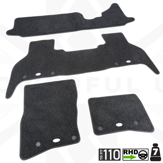Carpet Floor Mat Set - Genuine - for Land Rover Defender L663 (110 models) - RHD - 7 seat