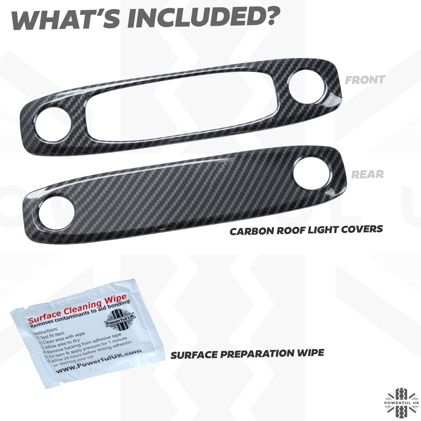 2x Roof Light Covers in Carbon Fibre for Tesla Model 3