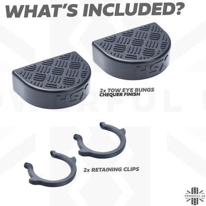 2x Tow Eye Bungs for Land Rover Defender L663 - Chequer Plate Top