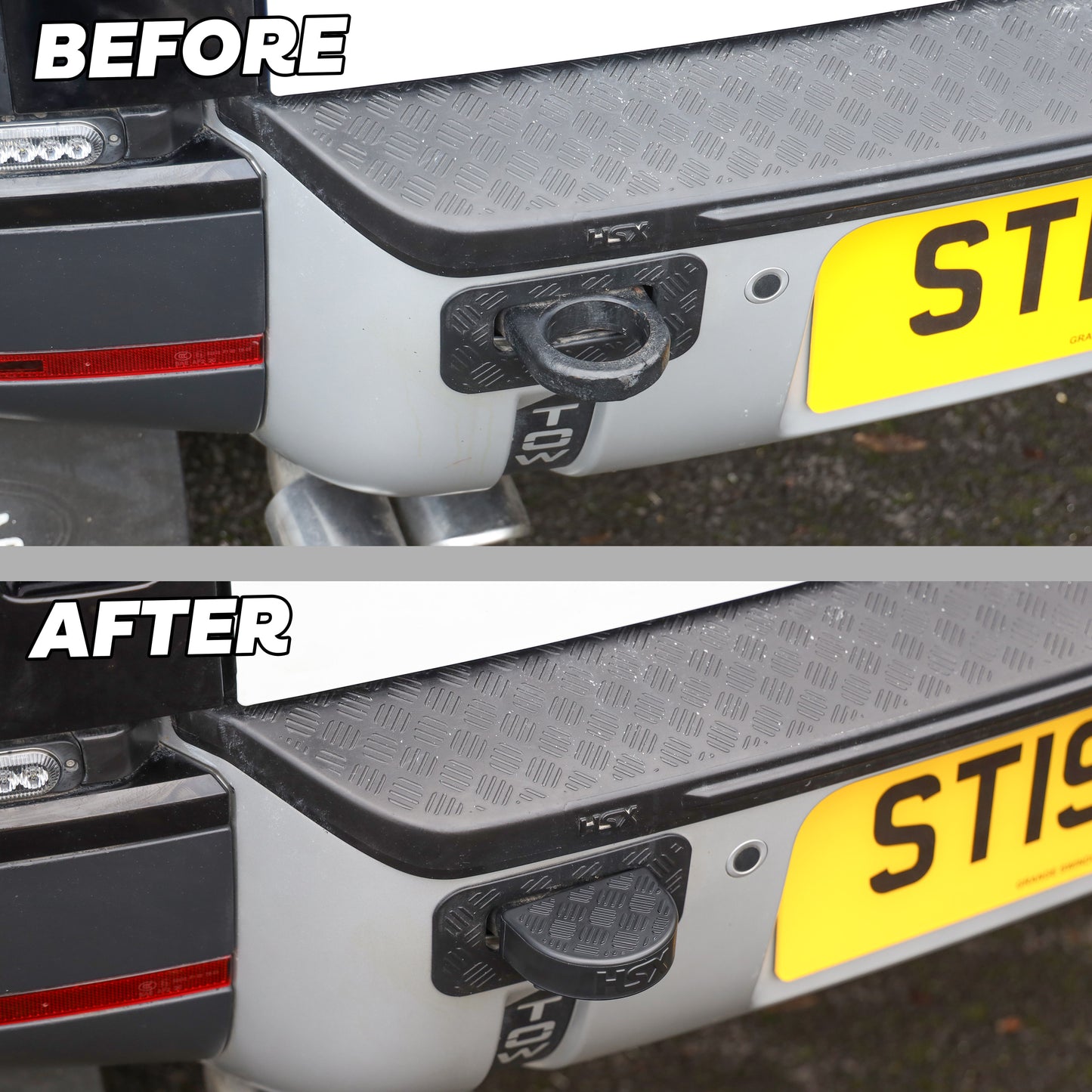 2x Tow Eye Bungs for Land Rover Defender L663 - Chequer Plate Top