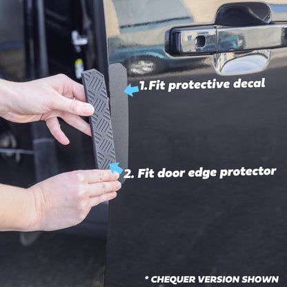 2pc Front Door Edge Protection Strips for Land Rover Defender L663 110/130 - Square Pattern