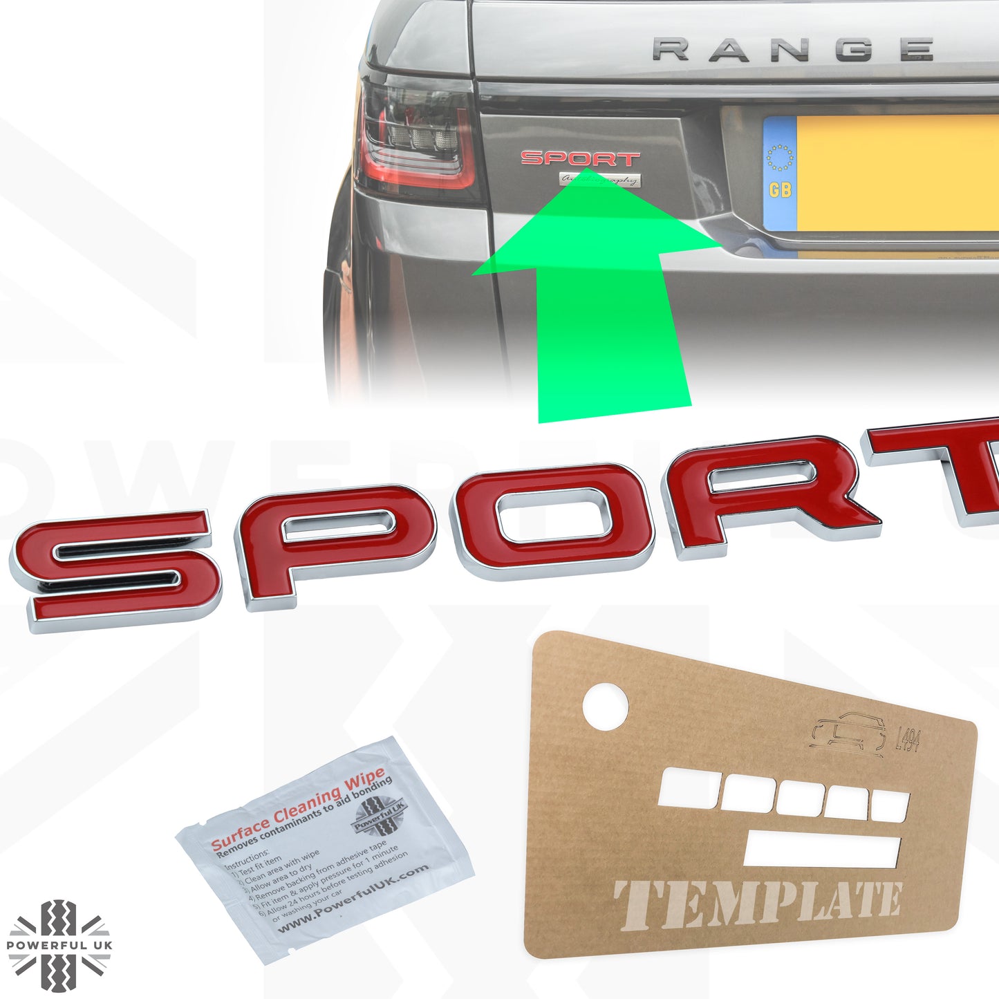 SPORT Lettering - Chrome & Red for Range Rover Sport L494 Tailgate