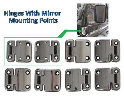 Door Hinge Kit - Polished Stainless Steel - 4 Door - for Land Rover Defender