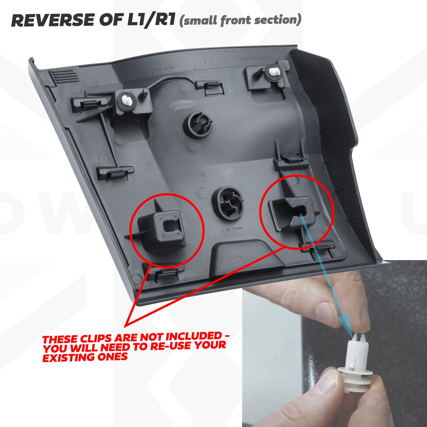 Gloss Black Lower Door Moulding 6pc Kit (Aftermarket) for Land Rover Defender L663 (110+130 Models)