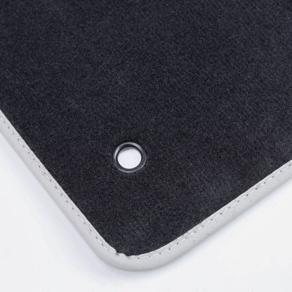 Carpet Floor Mat Set (Genuine) - RHD - for Land Rover Discovery Sport (2014-18) - Black with Ivory Leather Edge