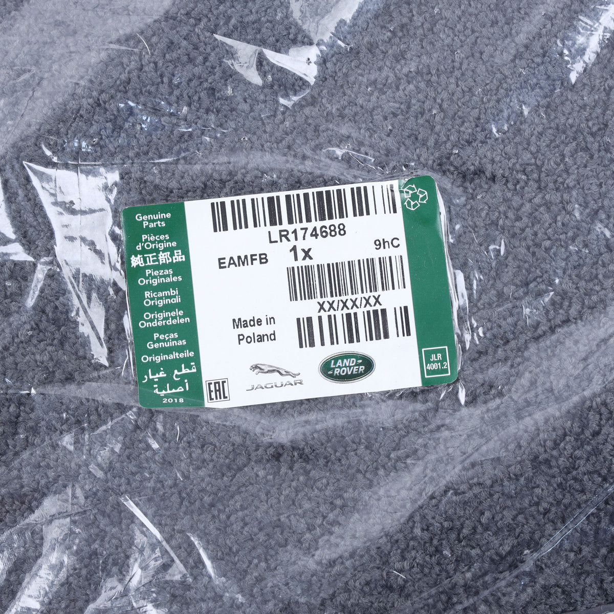 Grey Carpet Floor Mat Set - Genuine - for Land Rover Defender L663 (90 models) - LHD